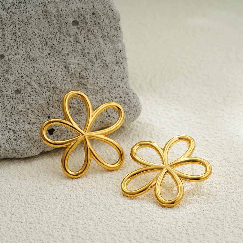 Creative Big Flower Hollow Gold Color Stud Earrings for Women Gold Plated Exaggerated Flower Earring Wedding Jewelry Gift
Creative Big Flower Hollow Gold Color Stud Earrings for Women Gold Plated Exaggerated Flower Earring Wedding Jewelry Gift