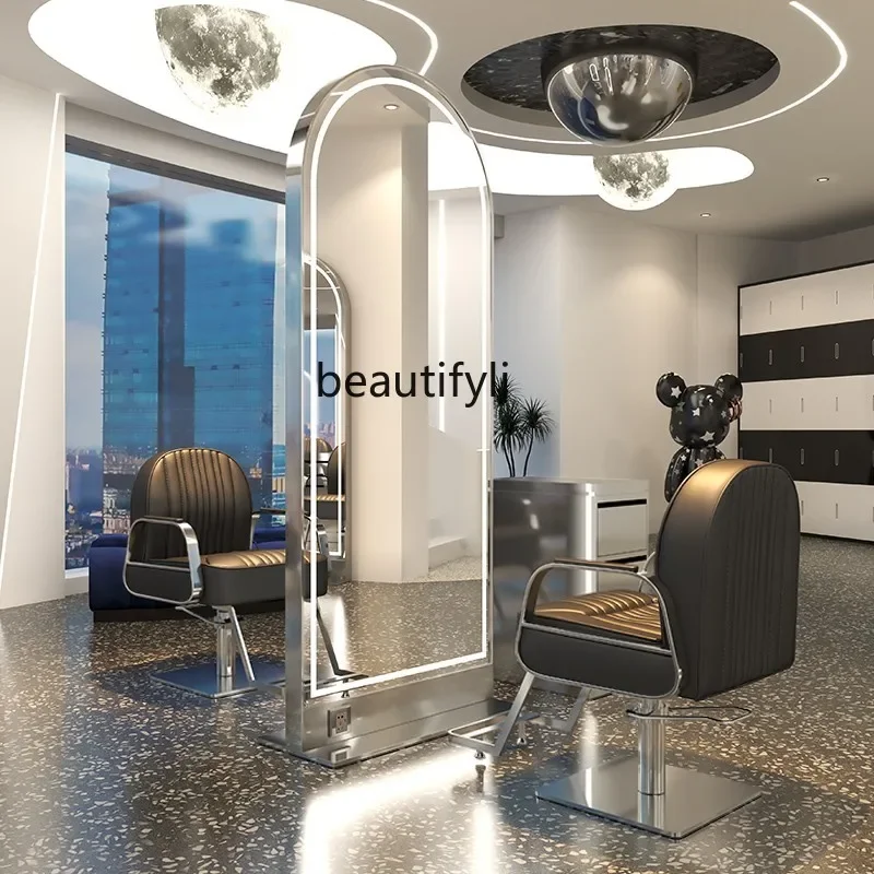 lt Hair Salon Dressing Table Barber Shop Single Double-Sided Stainless Steel Floor Hair Cutting Mirror with Light
lt Hair Salon Dressing Table Barber Shop Single Double-Sided Stainless Steel Floor Hair Cutting Mirror with Light