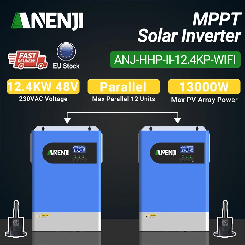 ANENJI 12,4 кВт, 48 В, автономный солнечный инвертор, 12 единиц, параллельная чистая синусоида, встроенный MPPT 120 А и Wi-Fi, 500 В, фотоэлектрический вход для PV Home
ANENJI 12,4 кВт, 48 В, автономный солнечный инвертор, 12 единиц, параллельная чистая синусоида, встроенный MPPT 120 А и Wi-Fi, 500 В, фотоэлектрический вход для PV Home
