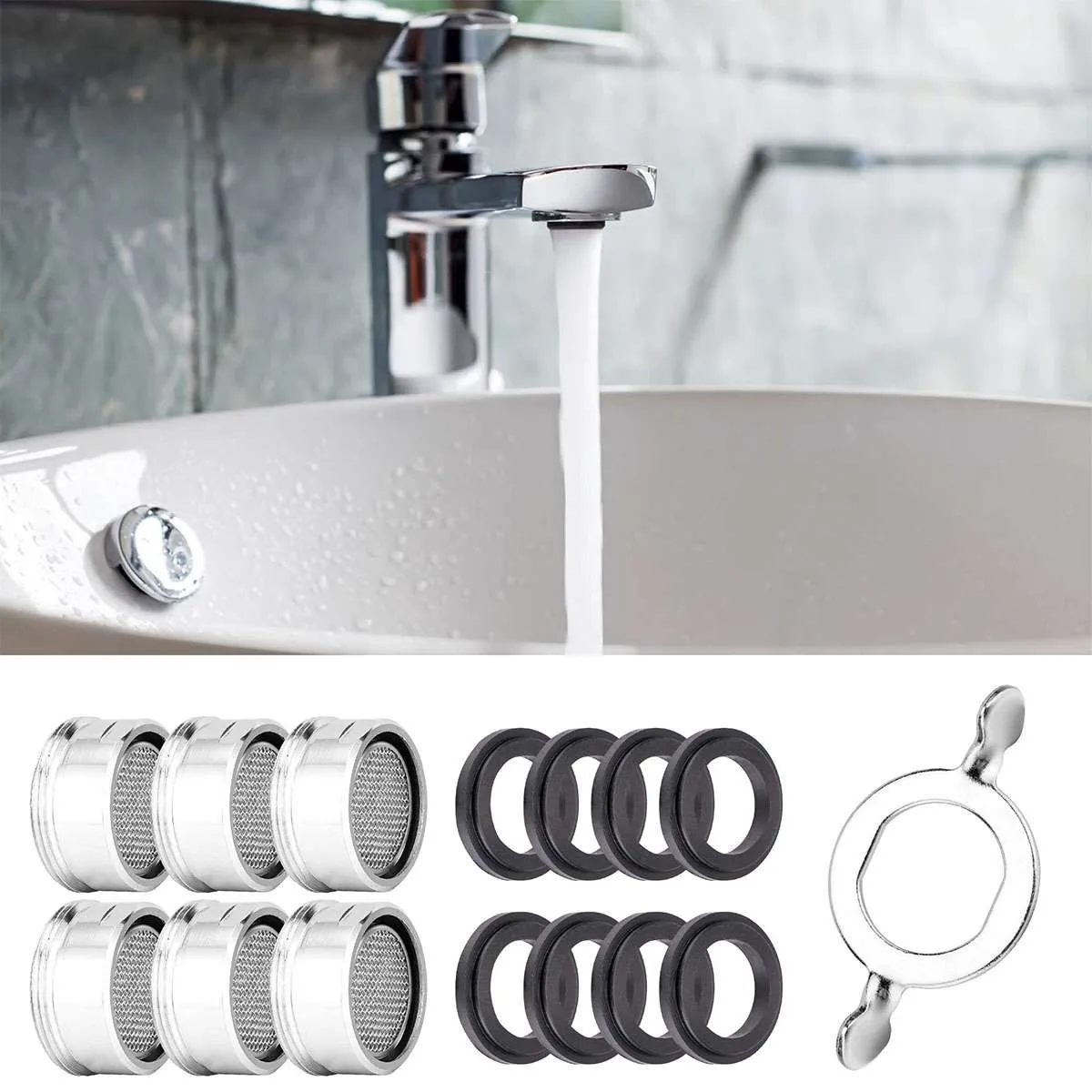 6Pcs Faucet Aerator 2.2 GPM Bathroom Sink Aerator Regular Standard Replacement
6Pcs Faucet Aerator 2.2 GPM Bathroom Sink Aerator Regular Standard Replacement
