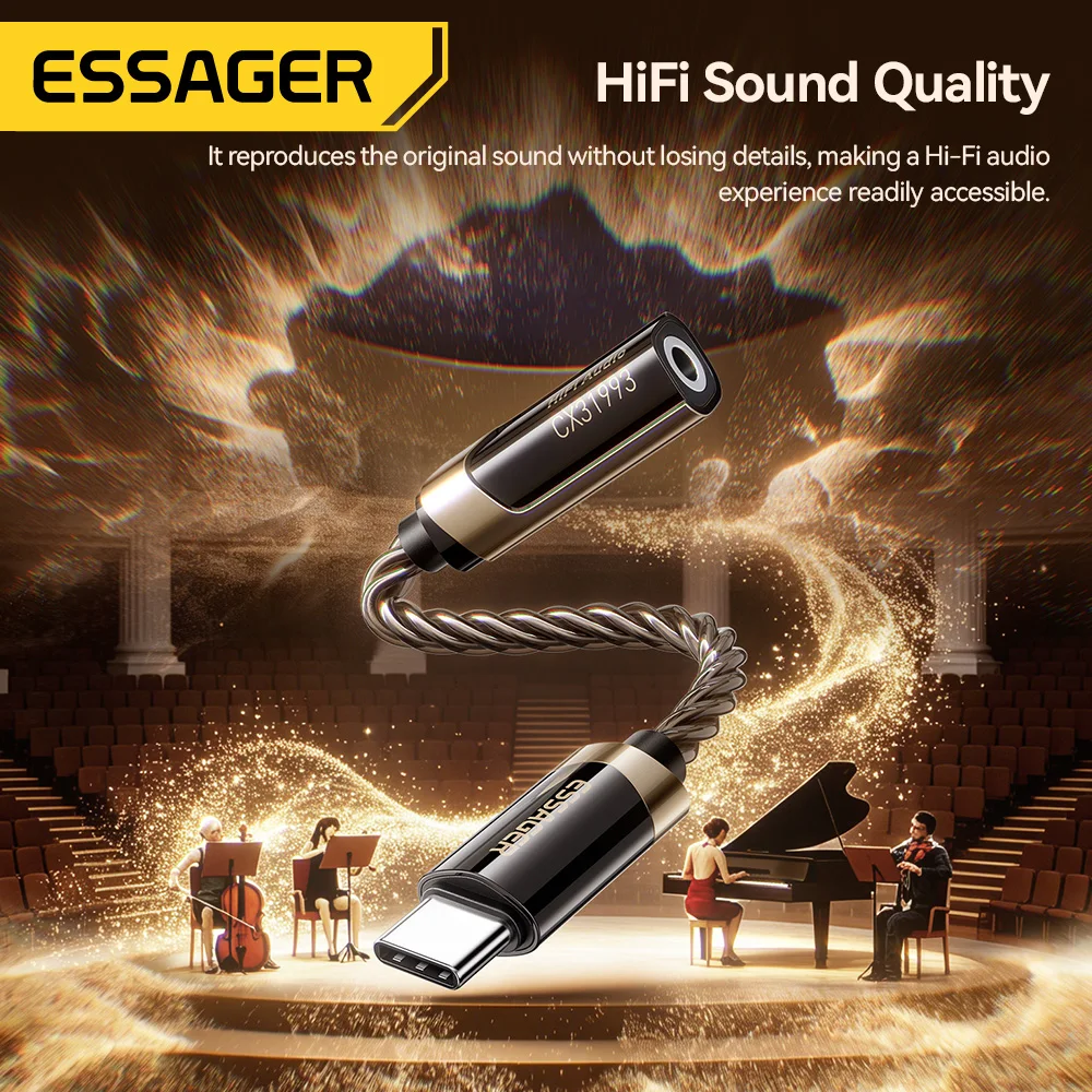 Essager Hi-Fi Audio Adapter Cable Type C to 3.5mm Earphone Jack AUX USB C Cable Adapter For iphone 17 16 15 Huawei Xiaomi ipad
Essager Hi-Fi Audio Adapter Cable Type C to 3.5mm Earphone Jack AUX USB C Cable Adapter For iphone 17 16 15 Huawei Xiaomi ipad