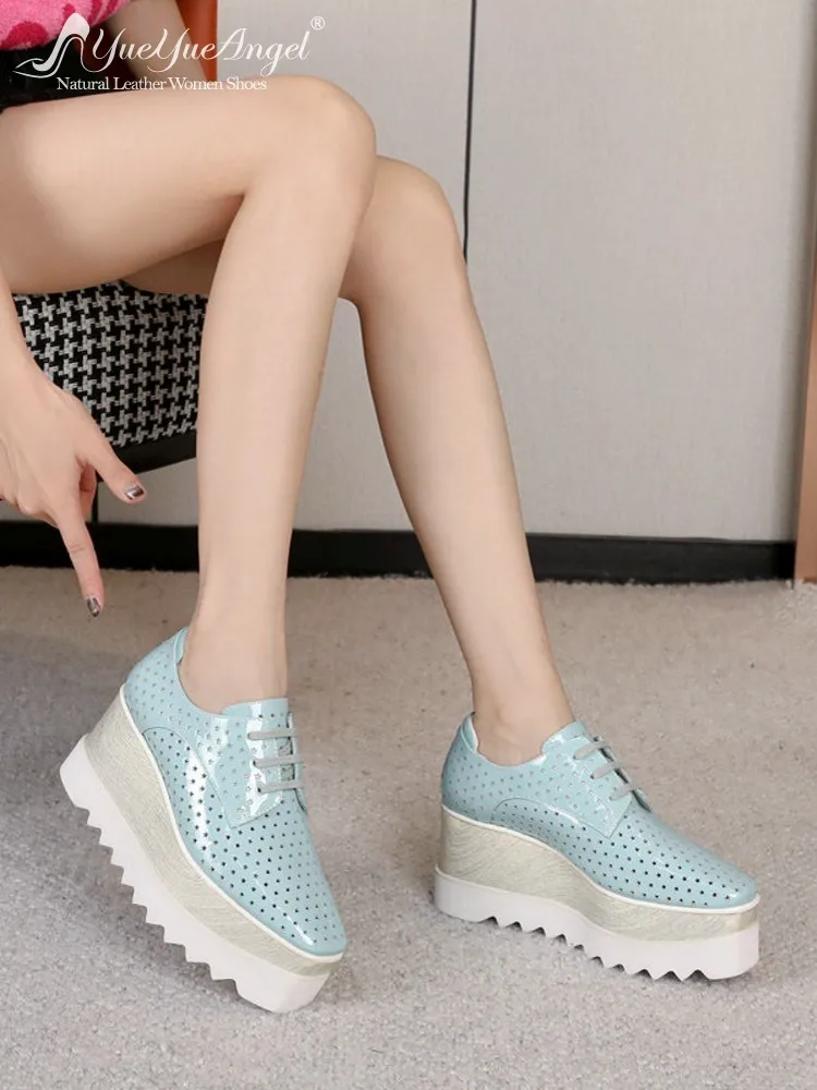 Lady Solid Color Comfortable Ventilate Hollow Out Height Increase Shoes Genuine Leather Thick Platform Square Toe Lace Up Pumps
Lady Solid Color Comfortable Ventilate Hollow Out Height Increase Shoes Genuine Leather Thick Platform Square Toe Lace Up Pumps