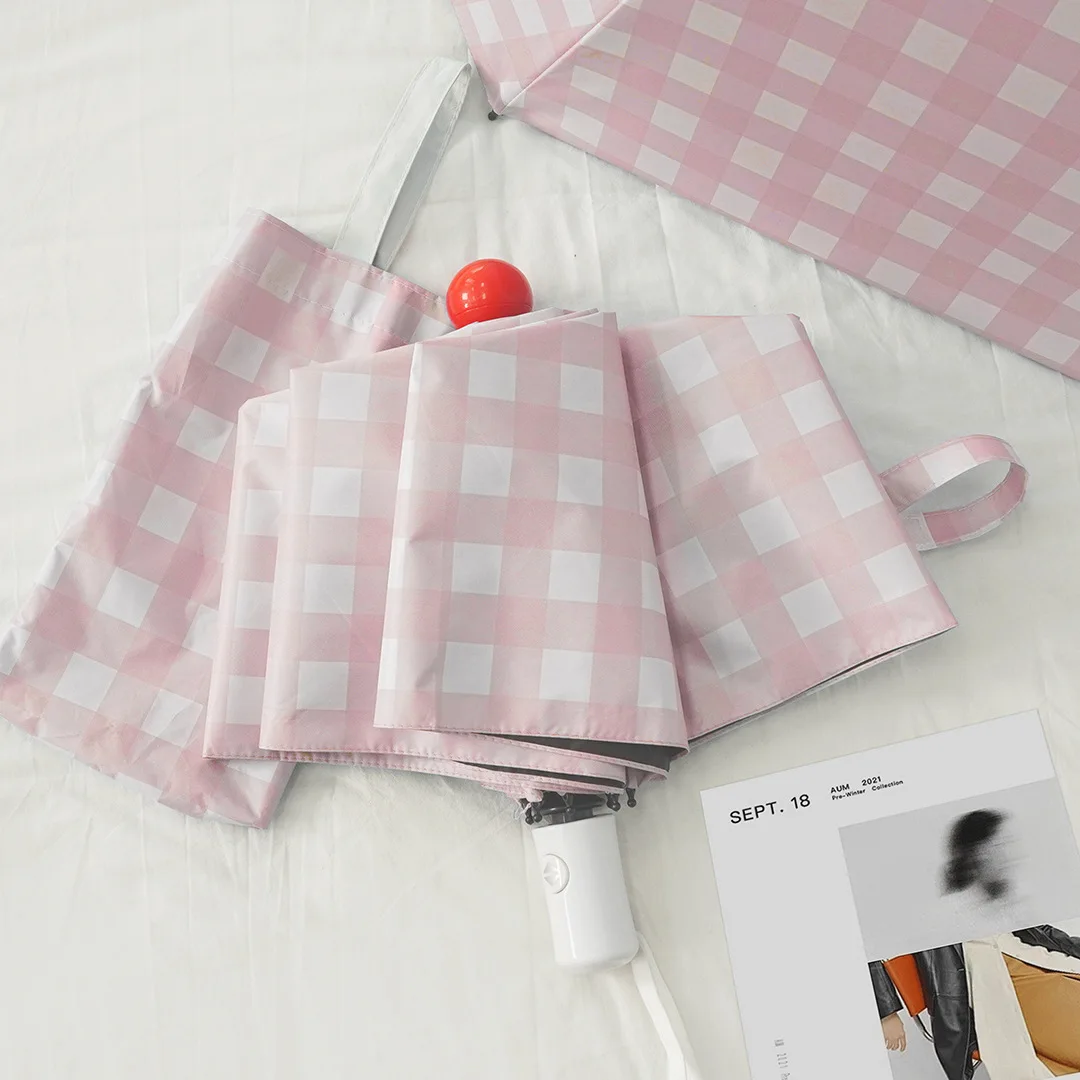 New folding sunshade umbrella,UV umbrella,Checked automatic umbrella,Cute style,The vinyl umbrella cloth is sun-proof and opaque
New folding sunshade umbrella,UV umbrella,Checked automatic umbrella,Cute style,The vinyl umbrella cloth is sun-proof and opaque