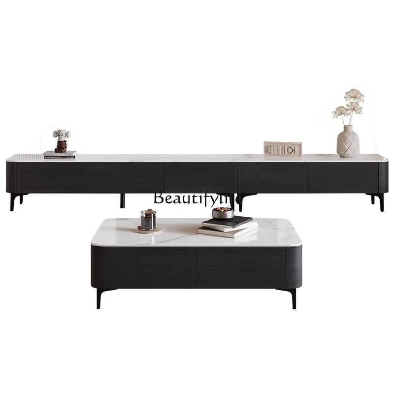 Black solid wood coffee table living room small apartment retro home walnut rock board TV cabinet combination
Black solid wood coffee table living room small apartment retro home walnut rock board TV cabinet combination