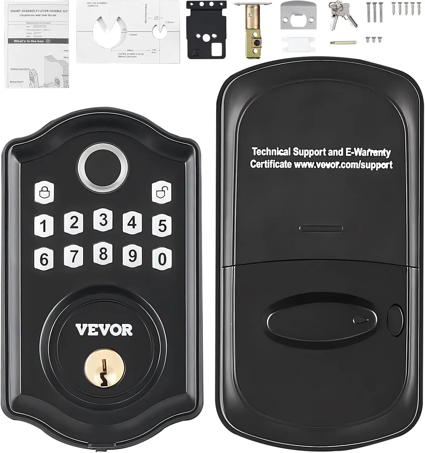 Fingerprint Door Lock, Keyless Entry Door Lock with Fingerprint/Keypad Code/Key, Auto Lock, Anti-Peeking Password, IP 63 Rating
Fingerprint Door Lock, Keyless Entry Door Lock with Fingerprint/Keypad Code/Key, Auto Lock, Anti-Peeking Password, IP 63 Rating