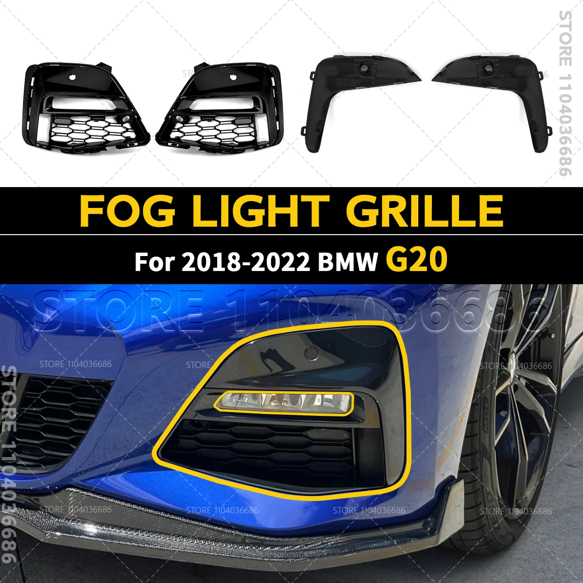 For 2018-2022 G20 BMW 330e 330eX 330i 330iX Front Bumper Fog Light Grille 51118069371 51118069372 1118089207 51118089208
For 2018-2022 G20 BMW 330e 330eX 330i 330iX Front Bumper Fog Light Grille 51118069371 51118069372 1118089207 51118089208