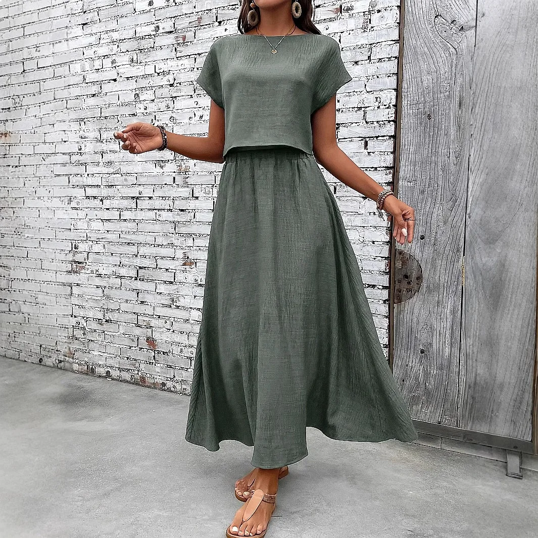 Women's 2 Piece Outfits Summer Short Sleeve Top and A Line Skirt Matching Sets
Women's 2 Piece Outfits Summer Short Sleeve Top and A Line Skirt Matching Sets
