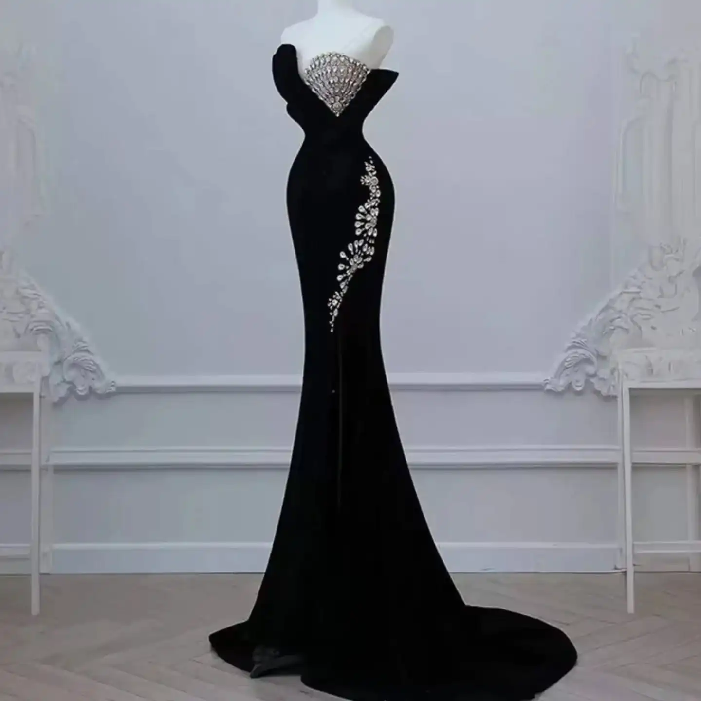 Customized Exquisite Jersey Mermaid Crystal Evening Dresses Temperament Sleeveless Cocktail Dress Custom Size Party Dr
Customized Exquisite Jersey Mermaid Crystal Evening Dresses Temperament Sleeveless Cocktail Dress Custom Size Party Dr