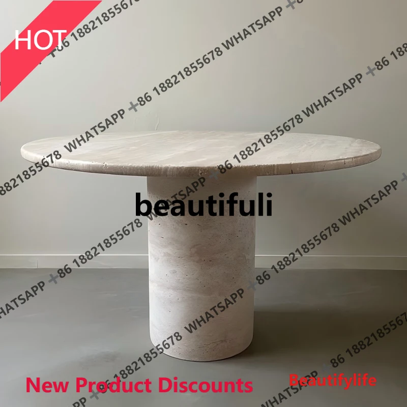 D53 Natural travertine round dining table large flat floor home restaurant high-end marble table
D53 Natural travertine round dining table large flat floor home restaurant high-end marble table