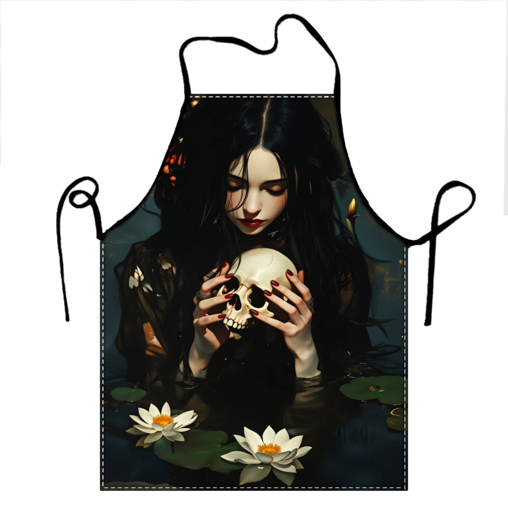 Готический женский фартук с изображением черепа, водяных лилий и темной фэнтезийной символикой для приготовления пищи или декора на Хэллоуин
Готический женский фартук с изображением черепа, водяных лилий и темной фэнтезийной символикой для приготовления пищи или декора на Хэллоуин