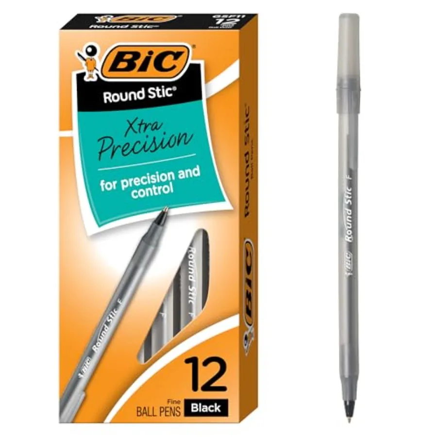 Round Stic Xtra Precision Fine Black Ballpoint Pens, Medium Point 0.8 mm,12-Count Pack, Excellent Writing Pens
Round Stic Xtra Precision Fine Black Ballpoint Pens, Medium Point 0.8 mm,12-Count Pack, Excellent Writing Pens