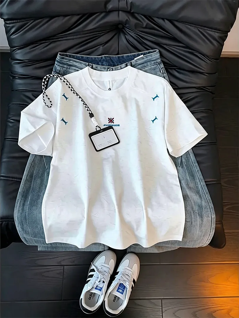 White Dyed Letter Small Bone Embroidered Short Sleeve T-Shirt Men's Summer American Design Half Sleeve Top Breathable Soft Co...
White Dyed Letter Small Bone Embroidered Short Sleeve T-Shirt Men's Summer American Design Half Sleeve Top Breathable Soft Co...