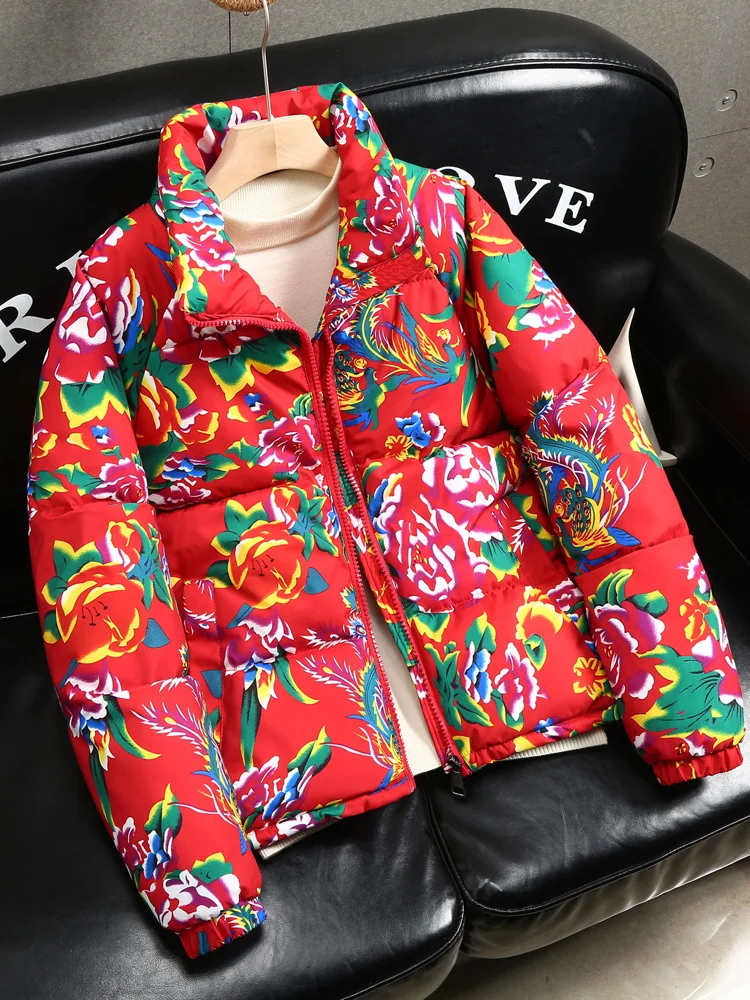 Thiened Cotton Jaet Stand Collar Winter Coat for Women Faionable Urban Casual Sle Long Sve Plant Floral Pattern
Thiened Cotton Jaet Stand Collar Winter Coat for Women Faionable Urban Casual Sle Long Sve Plant Floral Pattern