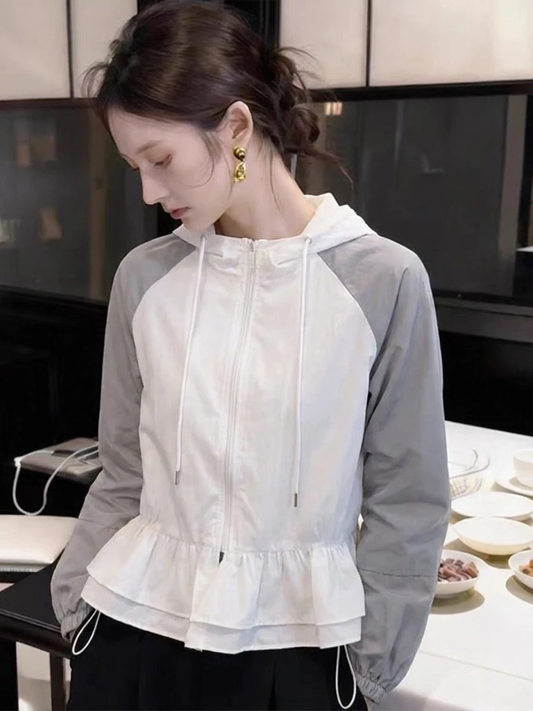 Spring Summer Short Hooded Color Block Women's Jacket Ambient Feel Sleeveless Long Zipper Closure Anti UV Ball Game Jacket
Spring Summer Short Hooded Color Block Women's Jacket Ambient Feel Sleeveless Long Zipper Closure Anti UV Ball Game Jacket
