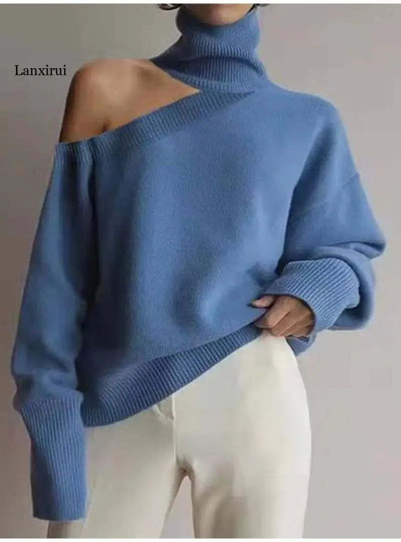 Winter Long Sleeve Loose Turtleneck Sweater For Women Cold Shoulder Knitted Sweaters Ladies 2021 Fashion Casual Jumpers Khaki
Winter Long Sleeve Loose Turtleneck Sweater For Women Cold Shoulder Knitted Sweaters Ladies 2021 Fashion Casual Jumpers Khaki