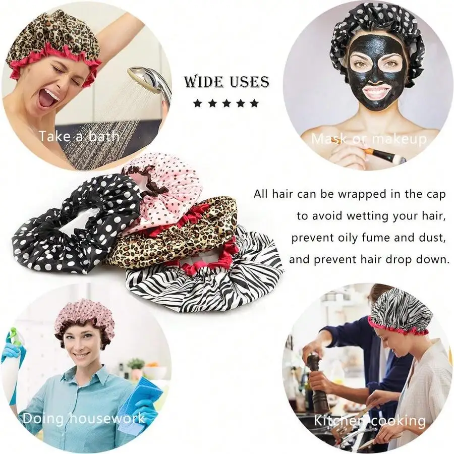 4 Pieces Reusable Shower Cap For Women Elastic Double Layer Waterproof Bathing Hat
4 Pieces Reusable Shower Cap For Women Elastic Double Layer Waterproof Bathing Hat