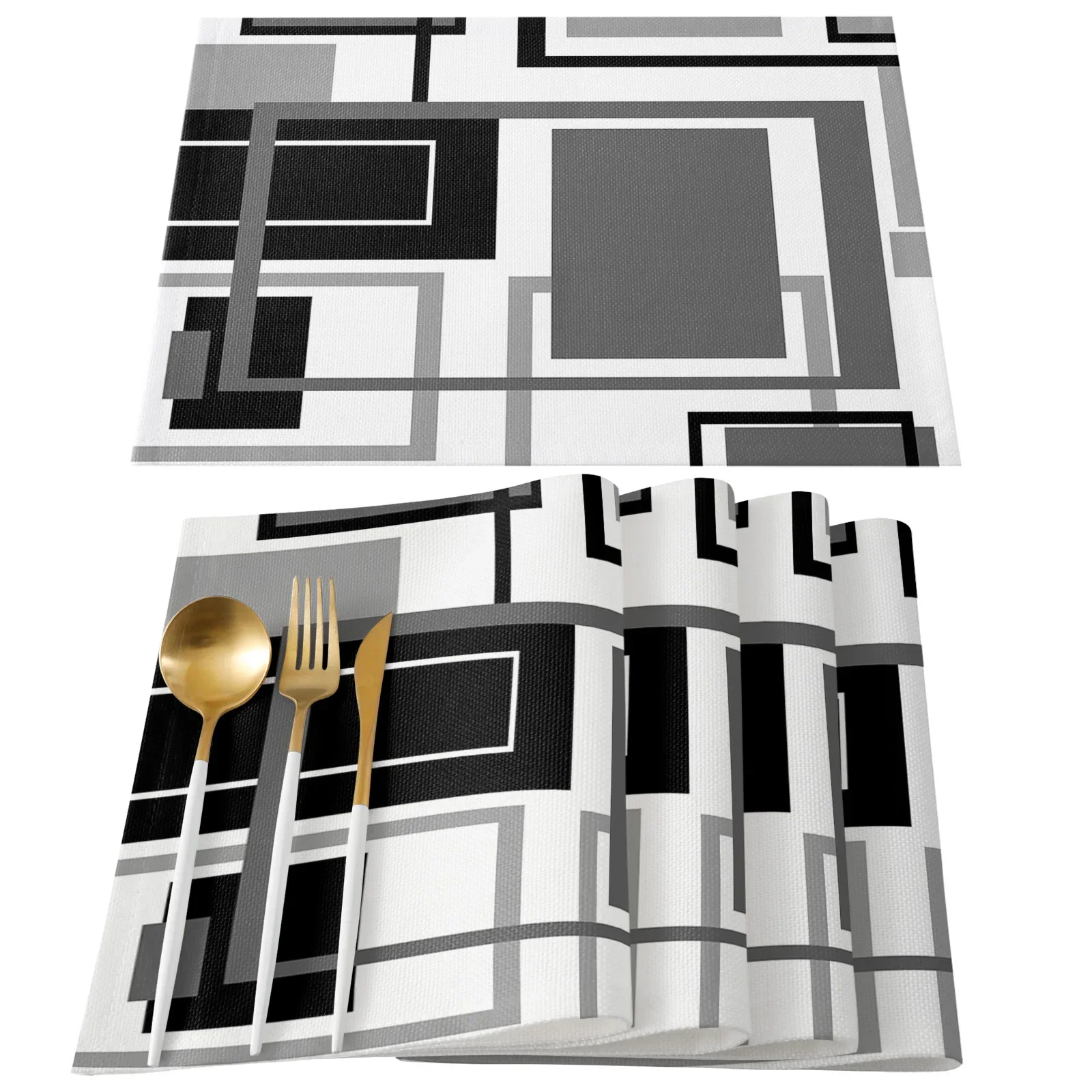 Abstract Geometry Square Art Black Grey Dining Placemat Tableware Mats Kitchen Dish Mat Pad 4/6pcs Table Mat Home Decoration
Abstract Geometry Square Art Black Grey Dining Placemat Tableware Mats Kitchen Dish Mat Pad 4/6pcs Table Mat Home Decoration
