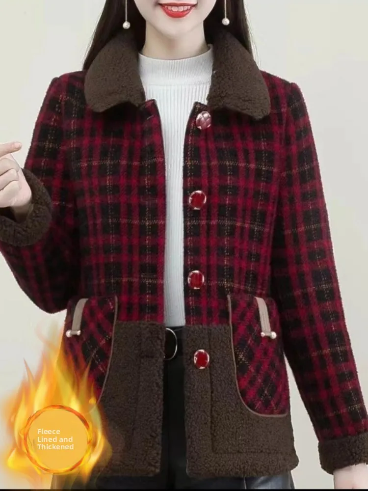Thiened Fluffy Cotton Jaet Warm Plaid Design Winter Outerwear for Mom Autumn Winter Collar Loose Fit Polyester Blend
Thiened Fluffy Cotton Jaet Warm Plaid Design Winter Outerwear for Mom Autumn Winter Collar Loose Fit Polyester Blend