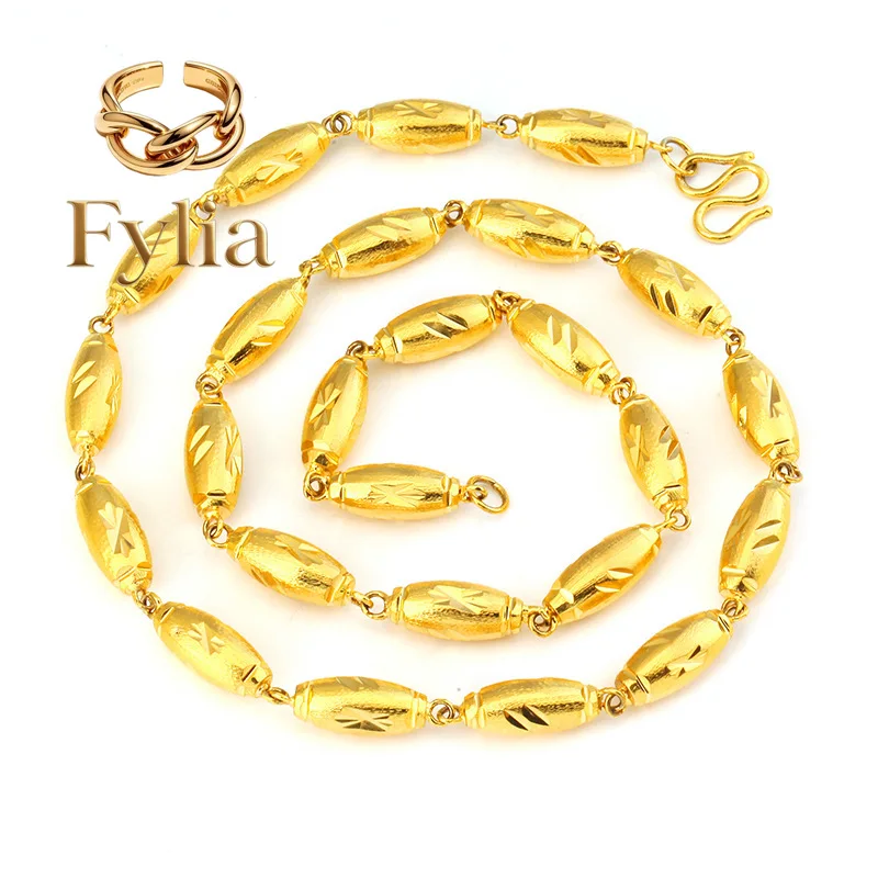 Fylia Jewelry Luxury 24K 9999 Pure Gold real gold Men's solid olive necklace
Fylia Jewelry Luxury 24K 9999 Pure Gold real gold Men's solid olive necklace