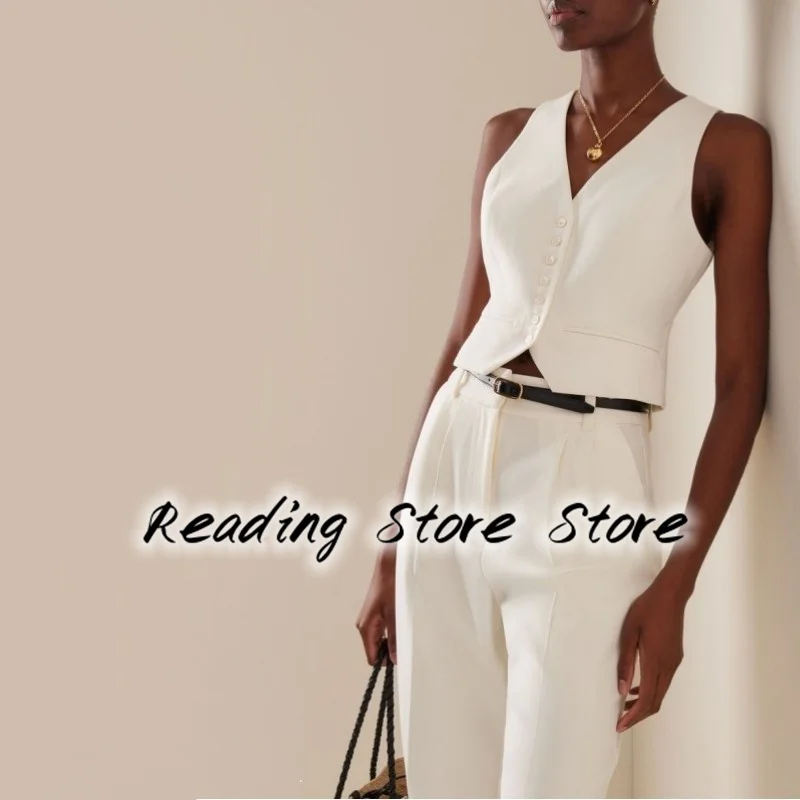 Women's Vest Sleeveless Solid Color Casual V-Neck Fashion Single Breasted Button Sexy Cropped Top Business Pants
Women's Vest Sleeveless Solid Color Casual V-Neck Fashion Single Breasted Button Sexy Cropped Top Business Pants