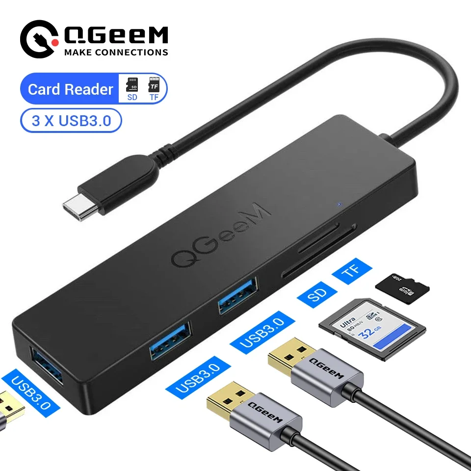 QGeeM USB C HUB USB 3.0 Adapter USB HUB USB Type C Splitter Card Reader for Macbook Pro Air M1 M2 Xiaomi Laptop SD Micro SD Port
QGeeM USB C HUB USB 3.0 Adapter USB HUB USB Type C Splitter Card Reader for Macbook Pro Air M1 M2 Xiaomi Laptop SD Micro SD Port