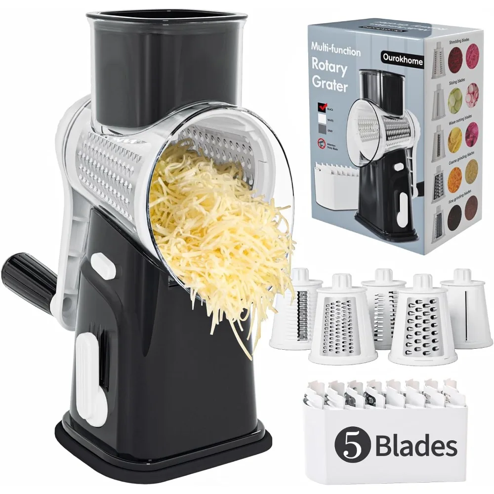 Cheese GraterCheese Shredder with 5 Interchangeable Blades and Strong Suction Base for Fruit, Vegetables, Nuts Black
Cheese GraterCheese Shredder with 5 Interchangeable Blades and Strong Suction Base for Fruit, Vegetables, Nuts Black