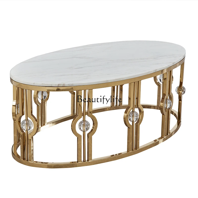 Modern simple oval marble coffee table light luxury creative living room tea table designer stainless steel
Modern simple oval marble coffee table light luxury creative living room tea table designer stainless steel