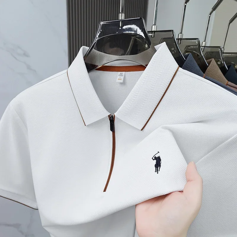 Luxury Embroidered Polo Shirt Short Sleeved Men's Brand Lapel Top Summer New Cotton Blend Comfortable Casual Half Zip T-shirt
Luxury Embroidered Polo Shirt Short Sleeved Men's Brand Lapel Top Summer New Cotton Blend Comfortable Casual Half Zip T-shirt
