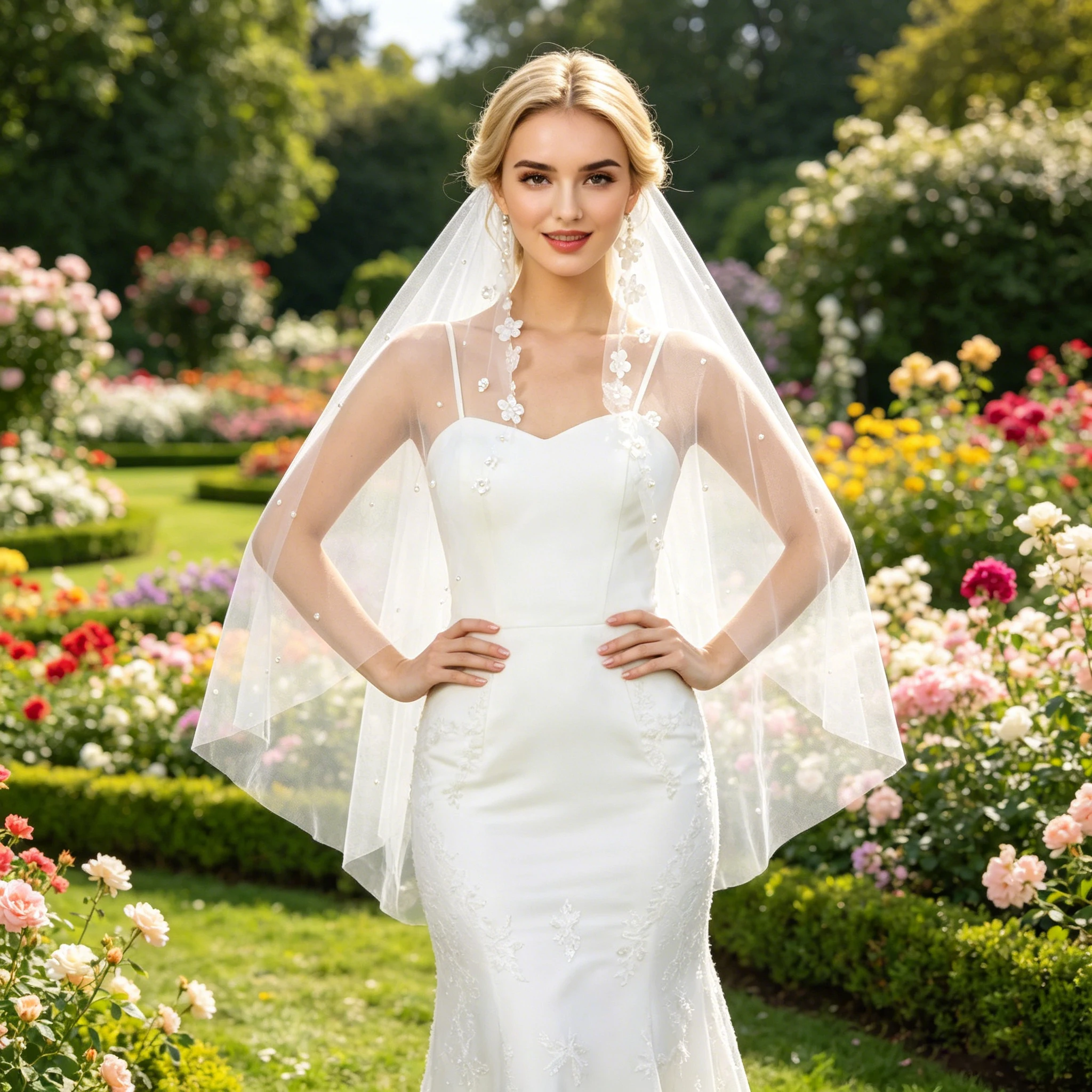 Elegant Sweet Fingertip Length Bridal Veil with 3D Floral and Pearls Handcrafed Romantic Bride Wedding Accessory for Church G37
Elegant Sweet Fingertip Length Bridal Veil with 3D Floral and Pearls Handcrafed Romantic Bride Wedding Accessory for Church G37