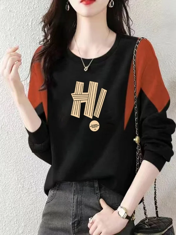 Loose Fit Mommy Style Long Sleeve round Neck T-Shirt Elegant Printed Velvet Top Versatile Casual Wear Polyester Spandex Blend
Loose Fit Mommy Style Long Sleeve round Neck T-Shirt Elegant Printed Velvet Top Versatile Casual Wear Polyester Spandex Blend