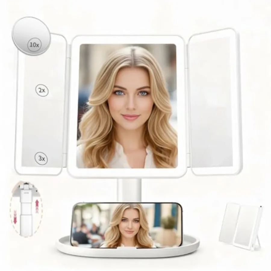 Makeup Mirror with Lights Vanity Mirror with Lights 2X/3X/10X Magnification Smart Sensor Adjustable Stand and Brightness Travel
Makeup Mirror with Lights Vanity Mirror with Lights 2X/3X/10X Magnification Smart Sensor Adjustable Stand and Brightness Travel