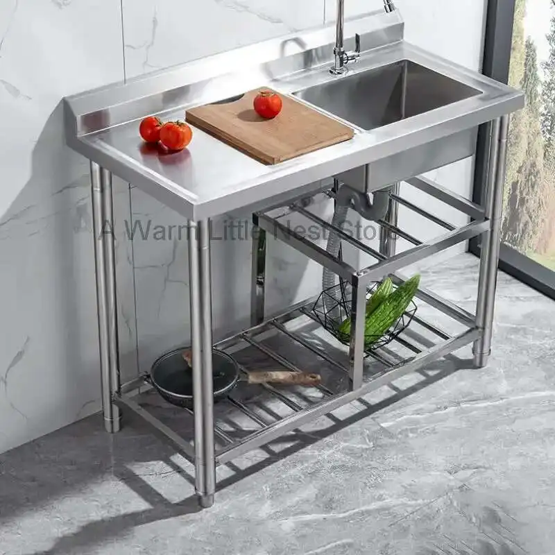 Stainless Steel Kitchen Sinks Countertop Integrated Washbasin Kitchen Single Slot with Platform Home Washing Sinks with Bracket
Stainless Steel Kitchen Sinks Countertop Integrated Washbasin Kitchen Single Slot with Platform Home Washing Sinks with Bracket