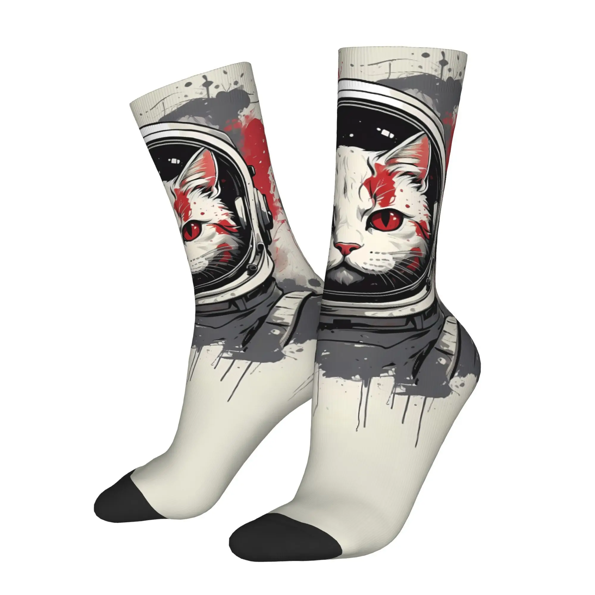 Мужские модные носки из полиэстера с принтом астронавта и кота 
Мужские модные носки из полиэстера с принтом астронавта и кота