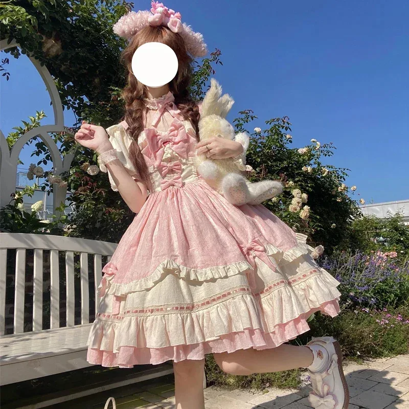 Japanese Victorian Sweet Lolita OP Dress Kawaii Women Bow Ruffles Elegant Short Sleeve Dresses Girls Sweet Princess Party Dress
Japanese Victorian Sweet Lolita OP Dress Kawaii Women Bow Ruffles Elegant Short Sleeve Dresses Girls Sweet Princess Party Dress