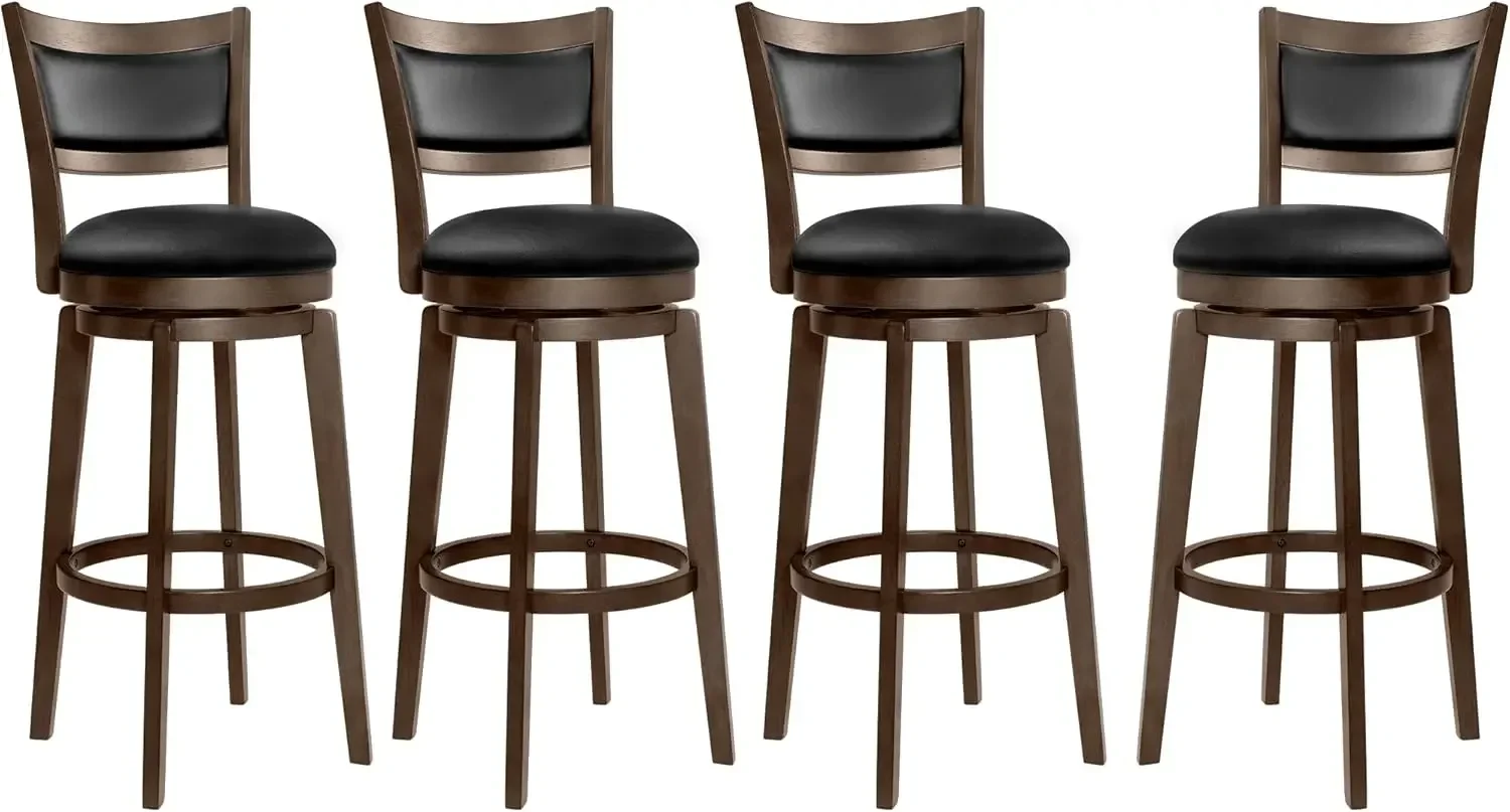 24" Counter Height Barstools Set of 4 - High Back Swivel Bar Stools with Faux Leather Upholstered Seat & Solid Wood Footrest
24" Counter Height Barstools Set of 4 - High Back Swivel Bar Stools with Faux Leather Upholstered Seat & Solid Wood Footrest