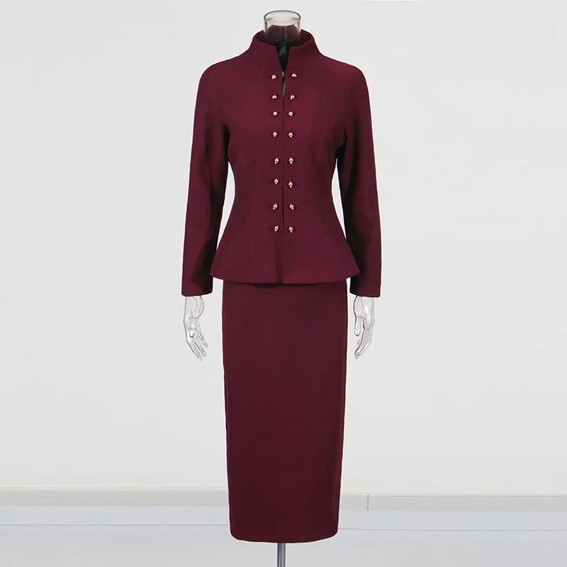 European and American retro temperament suit 2025 autumn new fashion stand-up collar button design high waist skirt suit women
European and American retro temperament suit 2025 autumn new fashion stand-up collar button design high waist skirt suit women