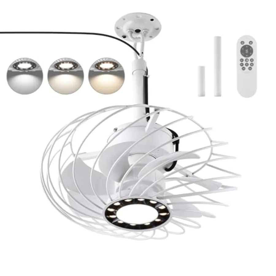 Outdoor Ceilg Fan with Light, Waterproof Gazebo Fan Remote Control, Dimmable LED Light, Hanging Caged Ceiling Fixtures with Plu
Outdoor Ceilg Fan with Light, Waterproof Gazebo Fan Remote Control, Dimmable LED Light, Hanging Caged Ceiling Fixtures with Plu