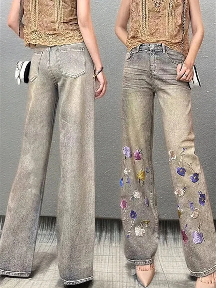 Embroidery Retro Denim Wide-Leg Pants Women's 2025 Spring Autumn New High Waist Loose Temperament Design Straight Jeans
Embroidery Retro Denim Wide-Leg Pants Women's 2025 Spring Autumn New High Waist Loose Temperament Design Straight Jeans