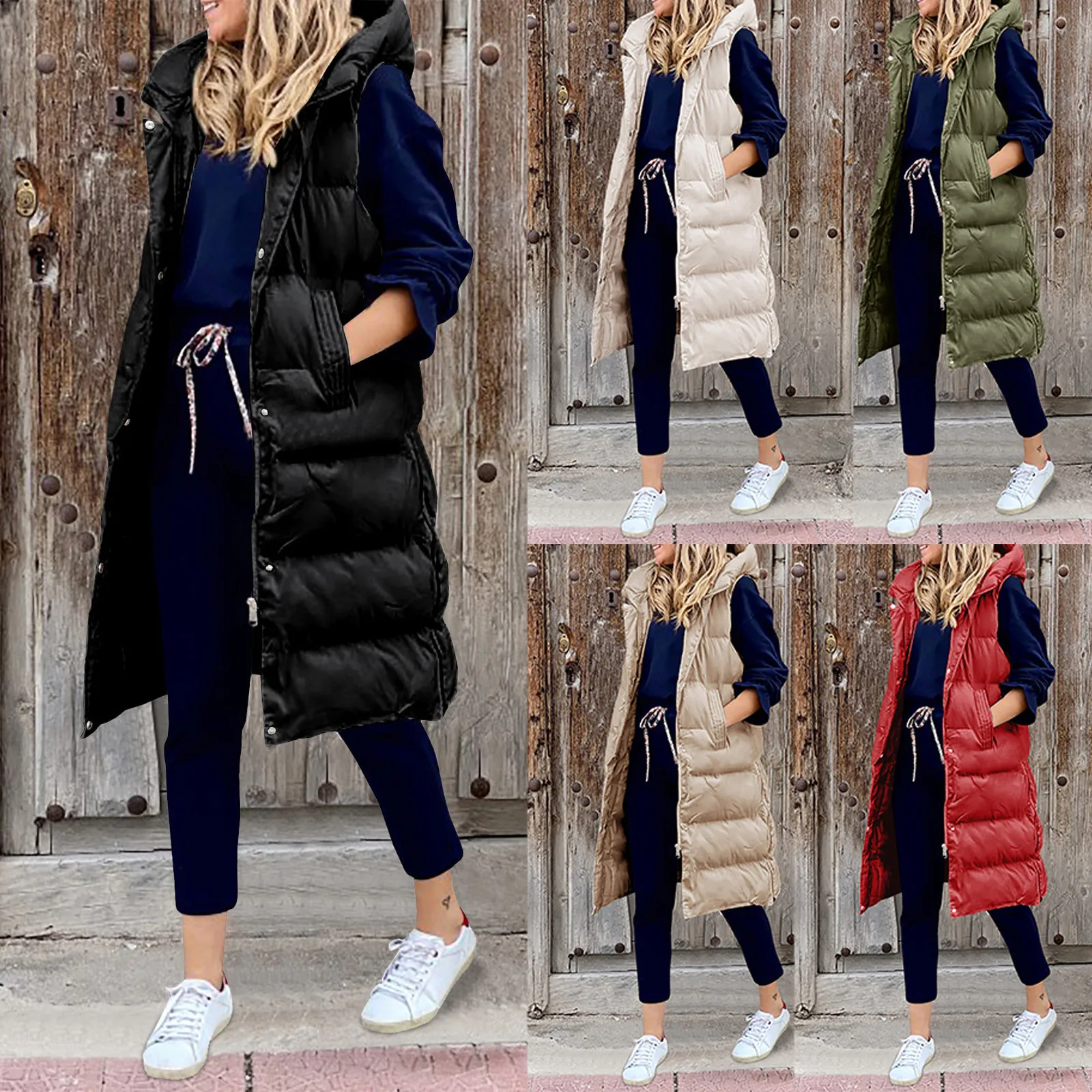 Women's Long Winter Coat Vest With Hood Sleeveless Warm Down Coat With Pockets Quilted Vest Down Jacket Quilted Outdoor Jacket
Women's Long Winter Coat Vest With Hood Sleeveless Warm Down Coat With Pockets Quilted Vest Down Jacket Quilted Outdoor Jacket