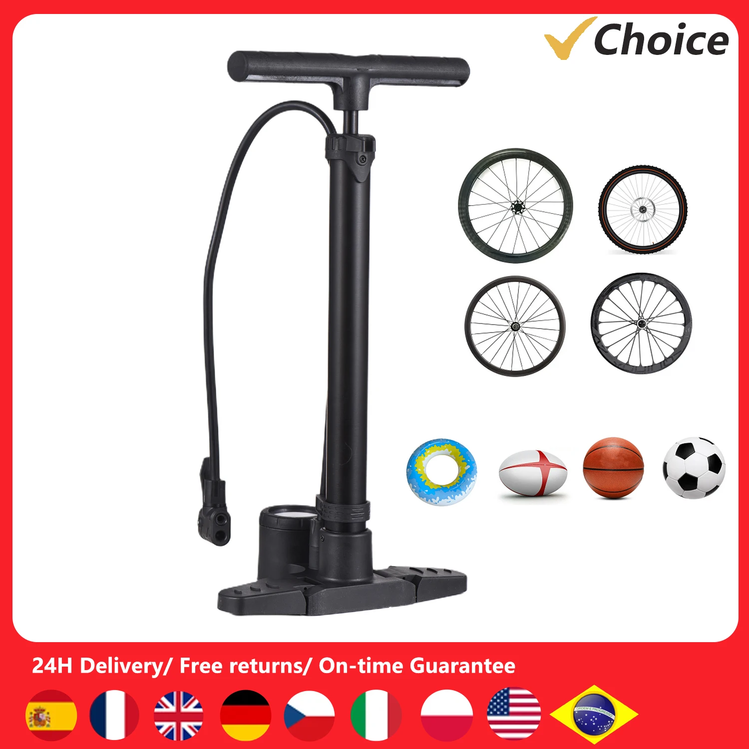 Bike Floor Pump with 230PSI Pressure Gauge and Folding Pedal Compatible with Presta and Schrader Valve
Bike Floor Pump with 230PSI Pressure Gauge and Folding Pedal Compatible with Presta and Schrader Valve