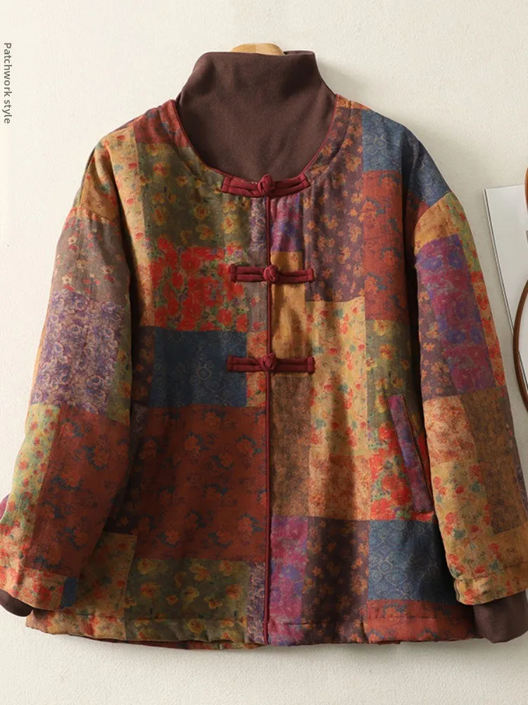 Retro Ele Cotton Jaet Women's Winter Thiened Printed Cotton Coat Stand Collar Button Design Long Sve Loose Fit
Retro Ele Cotton Jaet Women's Winter Thiened Printed Cotton Coat Stand Collar Button Design Long Sve Loose Fit