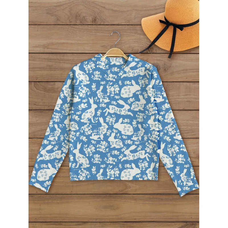 Cartoon Blue backgroundwhite rabbit Print,Women's Autumn Sweater, Soft Knit, Long Sleeve, Round Neck, Warm Loose Fit
Cartoon Blue backgroundwhite rabbit Print,Women's Autumn Sweater, Soft Knit, Long Sleeve, Round Neck, Warm Loose Fit