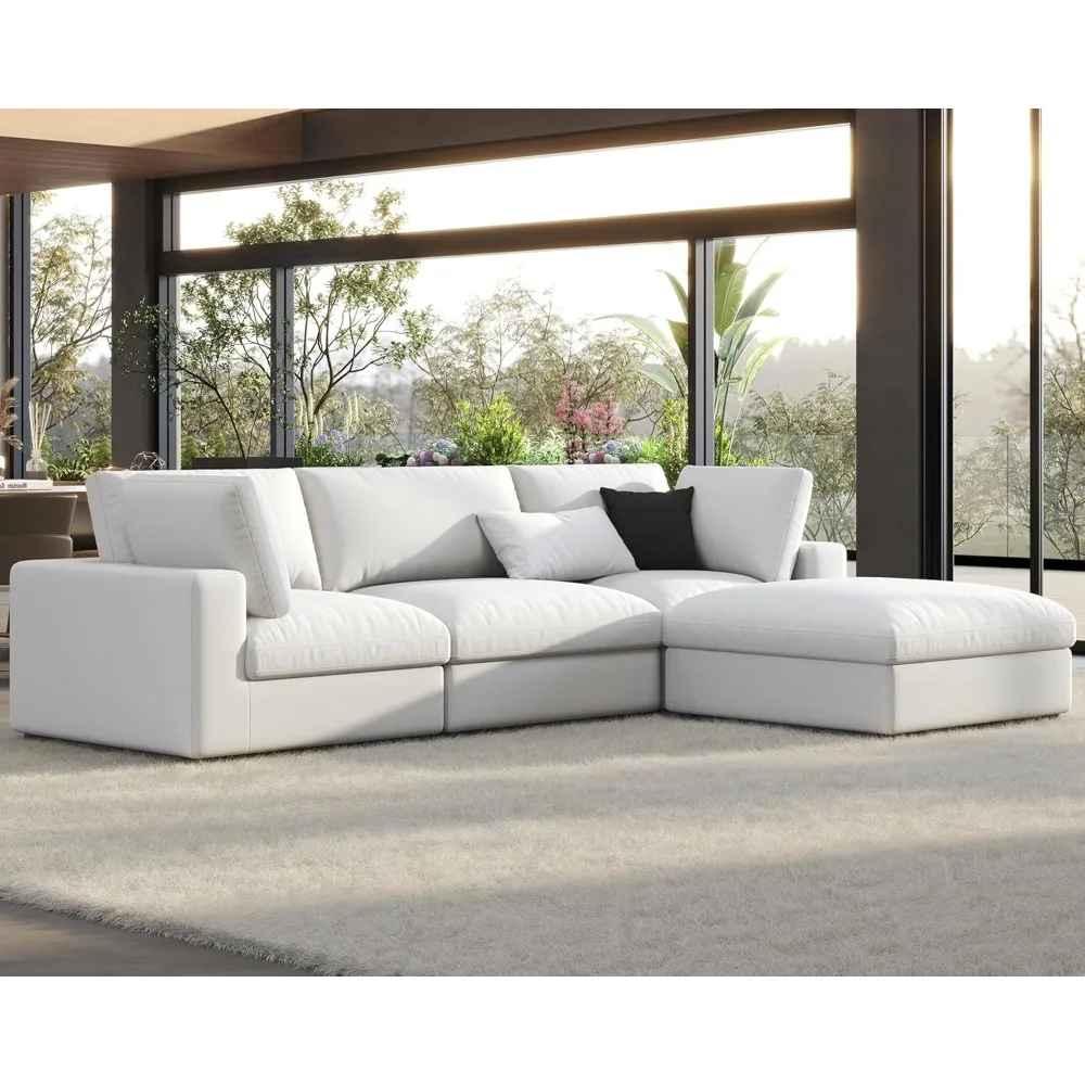 114 Inches Cloud Sectional Sofa, Oversized Down Filled Modular Sectional Couch, 4 Seats L Shaped Sofa with Chaise, Ottoman, Clou
114 Inches Cloud Sectional Sofa, Oversized Down Filled Modular Sectional Couch, 4 Seats L Shaped Sofa with Chaise, Ottoman, Clou