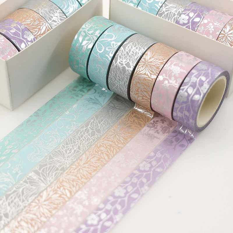 6pcs Silver Foil Flower Washi Tape Box Set 15mm*5m Colorful Floral Adhesive Masking Tapes Decoration Stickers Diary Album A7044
6pcs Silver Foil Flower Washi Tape Box Set 15mm*5m Colorful Floral Adhesive Masking Tapes Decoration Stickers Diary Album A7044