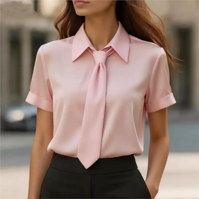 Элегантная женская офисная рубашка 2025 года, летняя, с коротким рукавом, однотонная, с воротником-бантом, повседневная, для офиса, блузка-топ для работы и поездок на работу
Элегантная женская офисная рубашка 2025 года, летняя, с коротким рукавом, однотонная, с воротником-бантом, повседневная, для офиса, блузка-топ для работы и поездок на работу