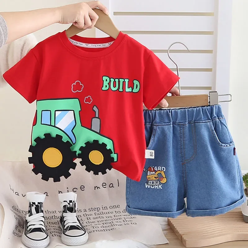 2PCS Summer Baby Boy Boutique Clothes Korean Casual Fashion Cartoon Cute Short Sleeve T-shirts+Denim Shorts Children's Sets B072
2PCS Summer Baby Boy Boutique Clothes Korean Casual Fashion Cartoon Cute Short Sleeve T-shirts+Denim Shorts Children's Sets B072