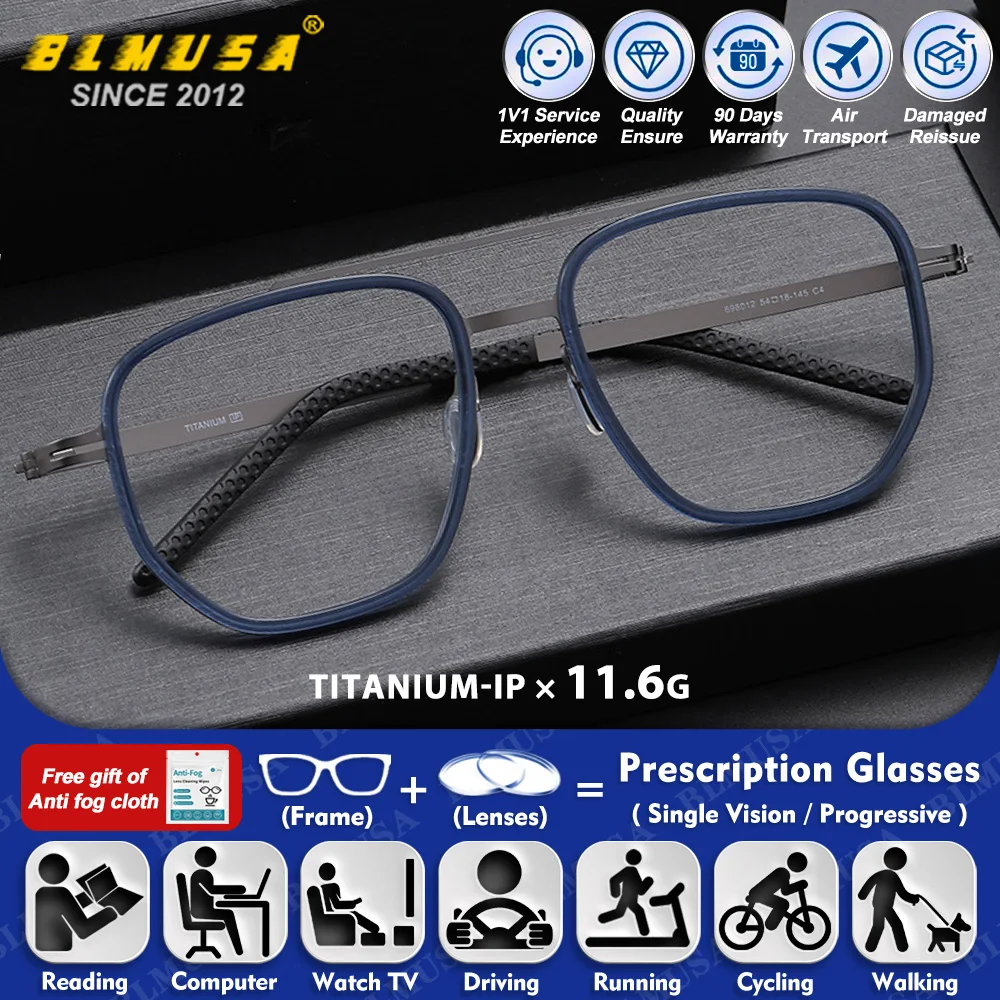 BLMUSA (L) Trendy Pilot Ultralight Titanium Myopia Prescription Glasses Men Anti Blue Light Progressive Optical Outdoor Eyeware
BLMUSA (L) Trendy Pilot Ultralight Titanium Myopia Prescription Glasses Men Anti Blue Light Progressive Optical Outdoor Eyeware