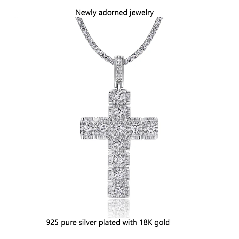 New S925 sterling silver moissanite cross pendant necklace for men and women, hip-hop fashion accessory, only the pendant
New S925 sterling silver moissanite cross pendant necklace for men and women, hip-hop fashion accessory, only the pendant