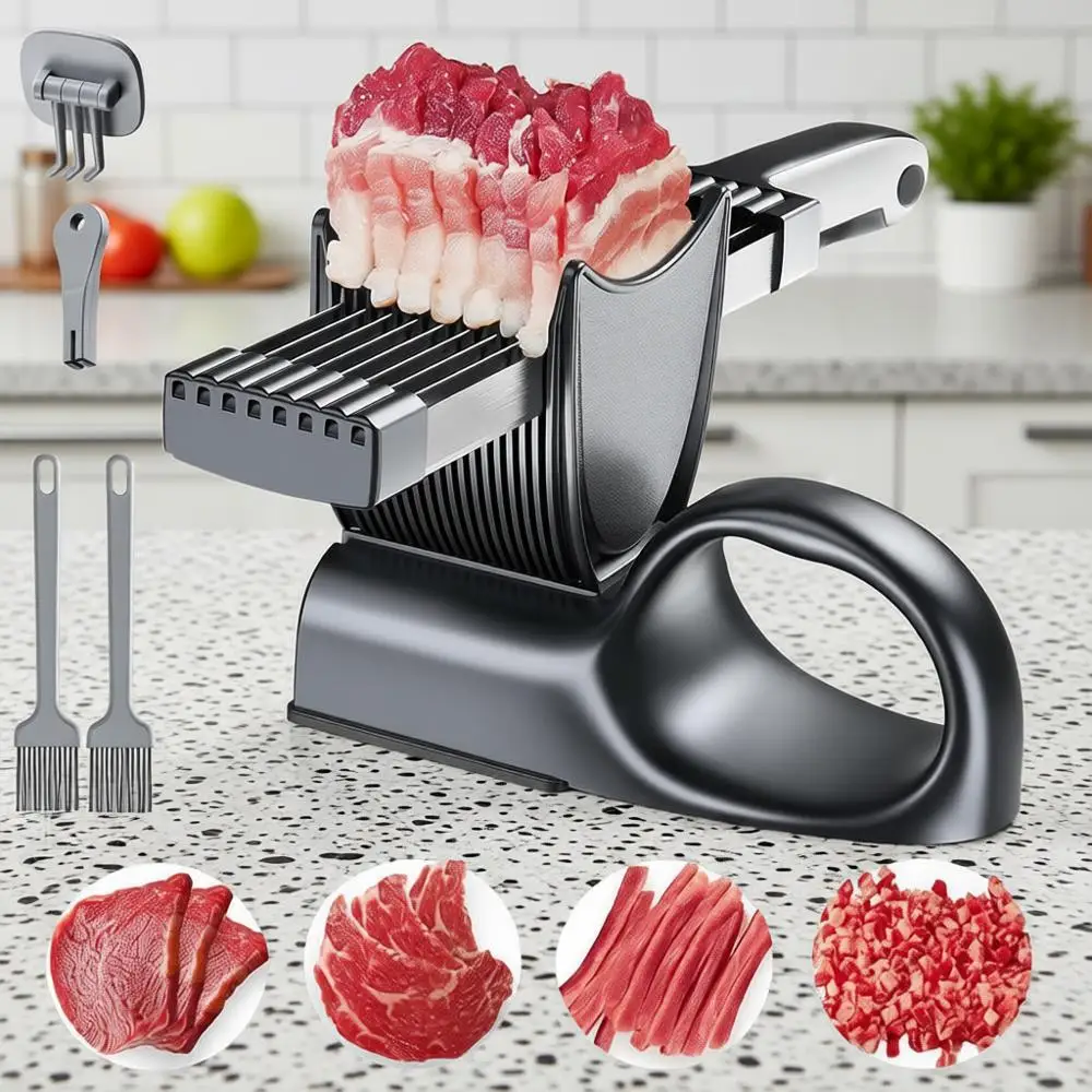 Adjustable 2 or 4 mm Manual Meat Slicer, 17 IN 1 Stainless Steel, Kitchen Knife, Jerky Slicer for Chicken Breast, Pork (With Ste
Adjustable 2 or 4 mm Manual Meat Slicer, 17 IN 1 Stainless Steel, Kitchen Knife, Jerky Slicer for Chicken Breast, Pork (With Ste