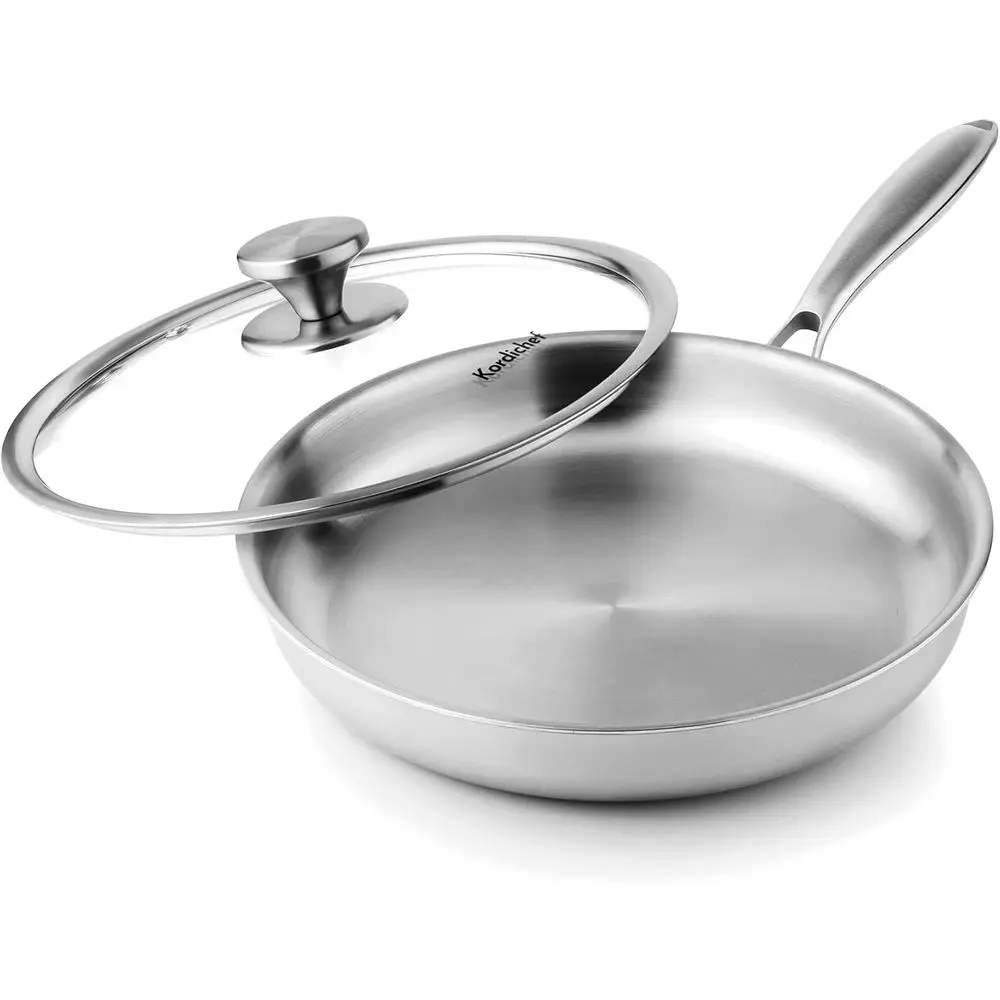 10 Inch Stainless Steel Frying Pan with Lid, Tri-Ply Healthy Cookware, PFOA Free, Dishwasher Safe
10 Inch Stainless Steel Frying Pan with Lid, Tri-Ply Healthy Cookware, PFOA Free, Dishwasher Safe